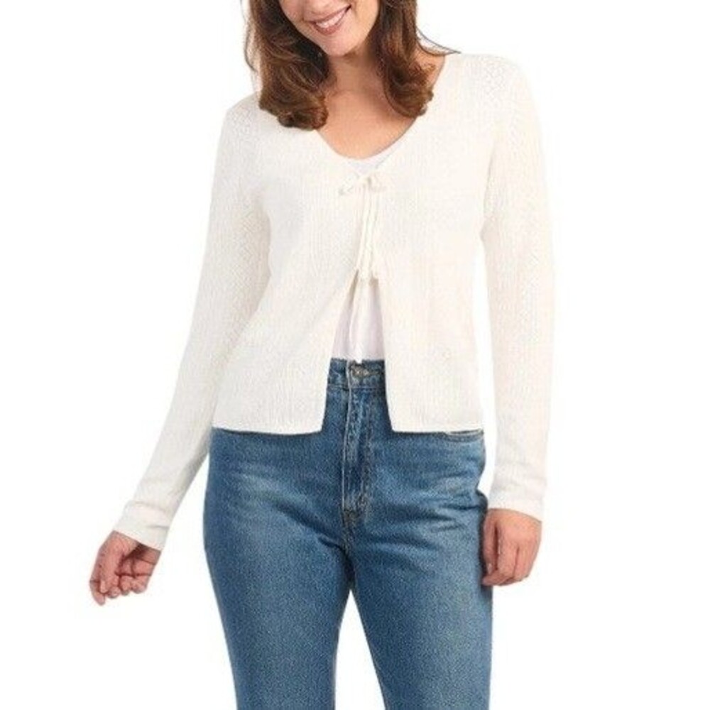 Hilary Radley Women's Cardigan Small S Ivory Premium Viscose Nylon Blend NWT